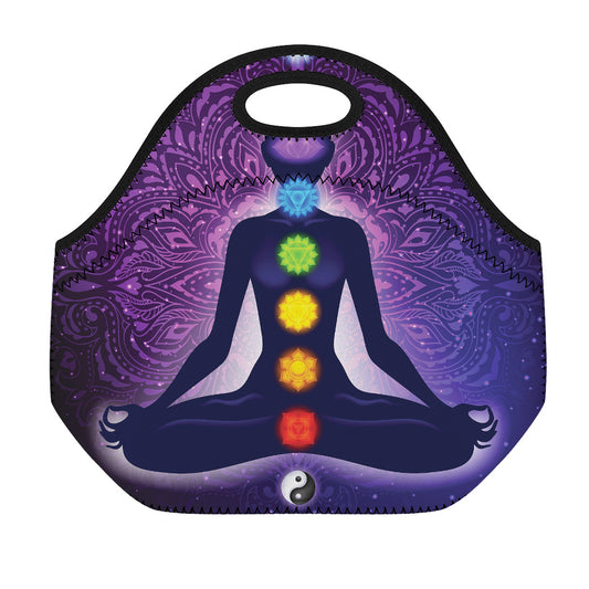 Seven Chakras Mandala Print Neoprene Lunch Bag