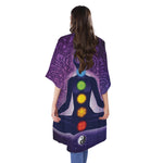 Seven Chakras Mandala Print Open Front Beach Cover Up