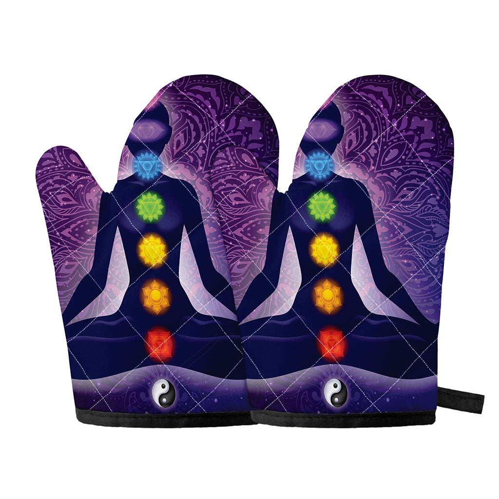 Seven Chakras Mandala Print Oven Mitts