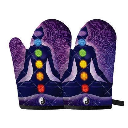 Seven Chakras Mandala Print Oven Mitts