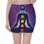 Seven Chakras Mandala Print Pencil Mini Skirt