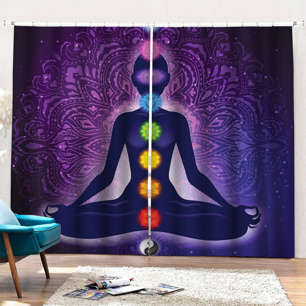 Seven Chakras Mandala Print Pencil Pleat Curtains