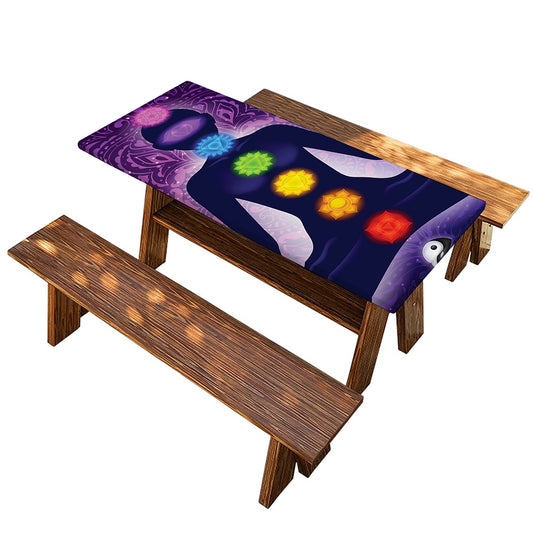 Seven Chakras Mandala Print Picnic Table Cover