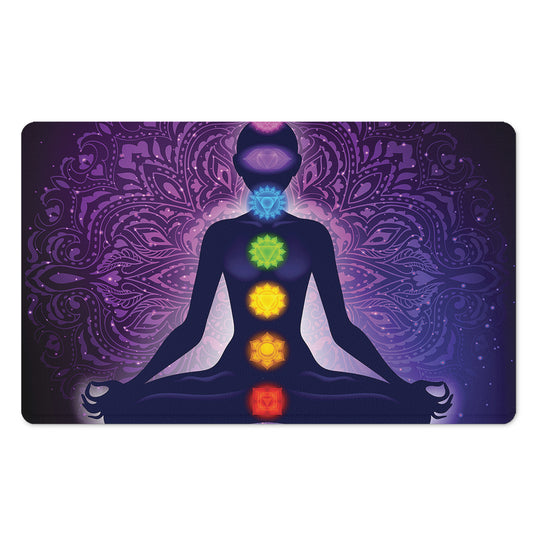 Seven Chakras Mandala Print Polyester Doormat
