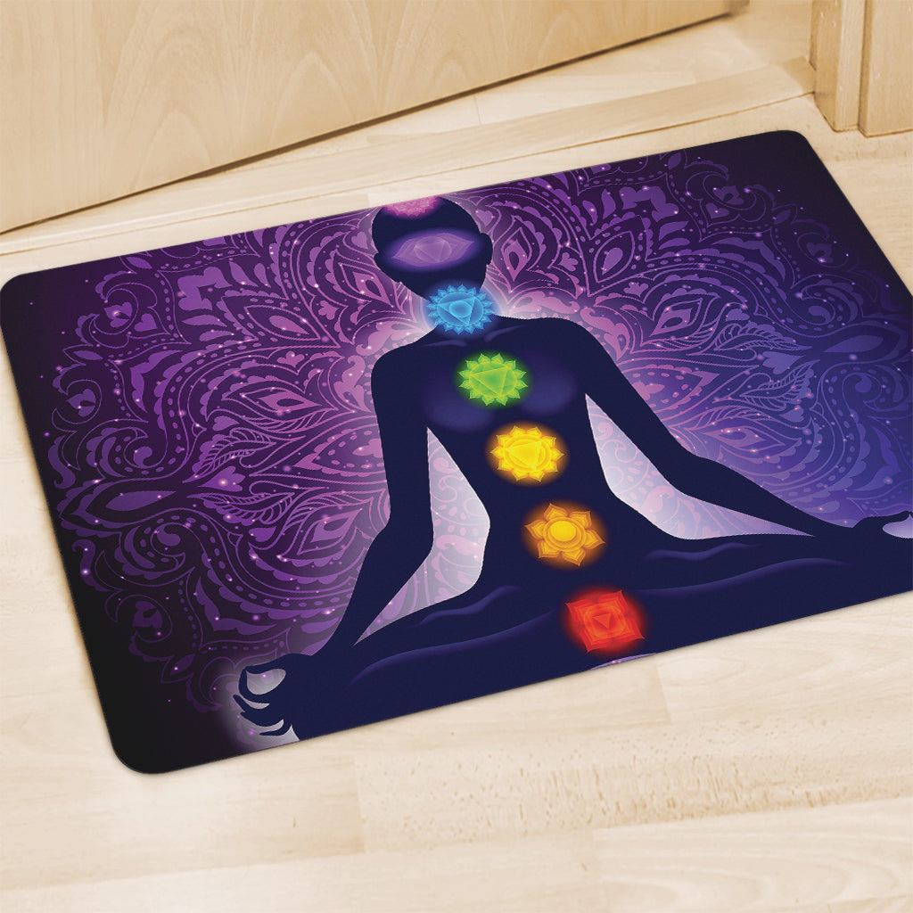 Seven Chakras Mandala Print Polyester Doormat
