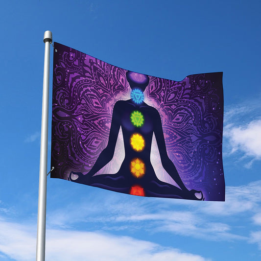 Seven Chakras Mandala Print Polyester Flag