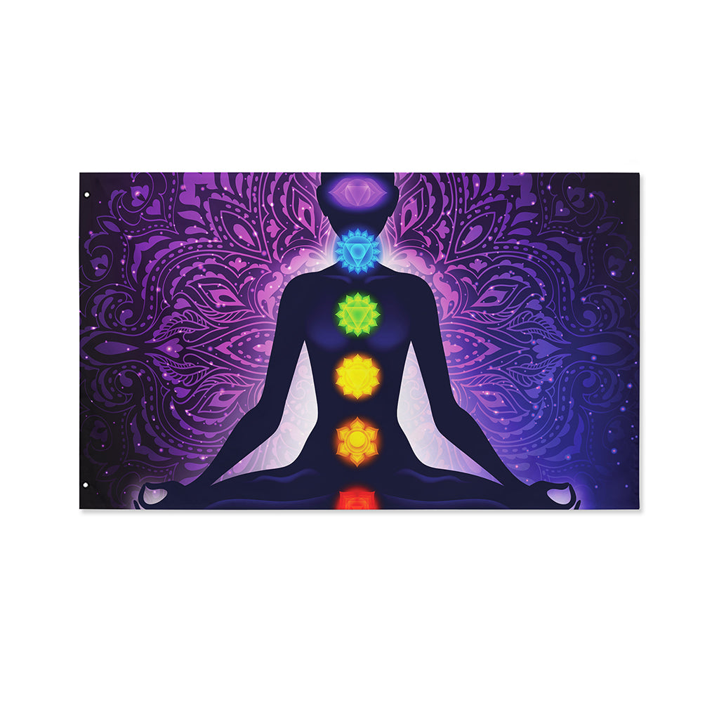 Seven Chakras Mandala Print Polyester Flag