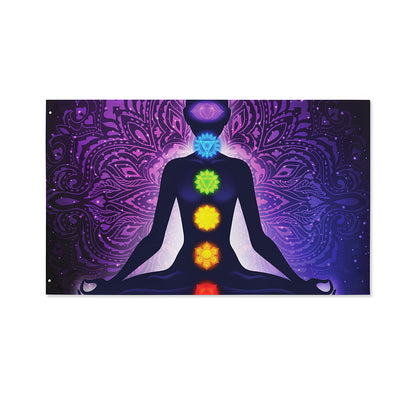 Seven Chakras Mandala Print Polyester Flag