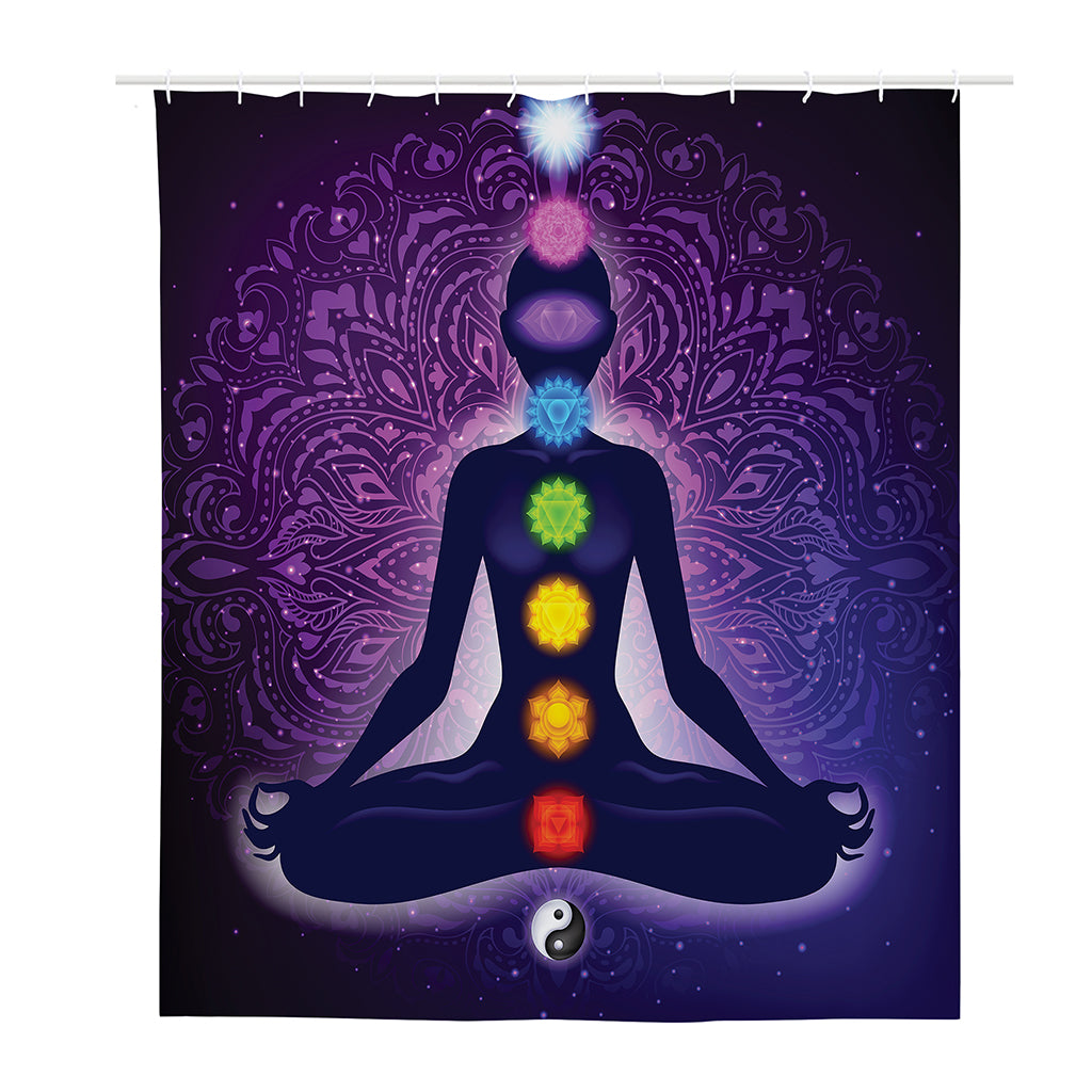 Seven Chakras Mandala Print Polyester Shower Curtain