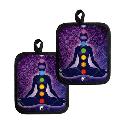 Seven Chakras Mandala Print Pot Holders