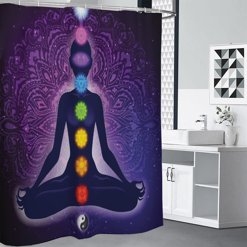 Seven Chakras Mandala Print Premium Shower Curtain