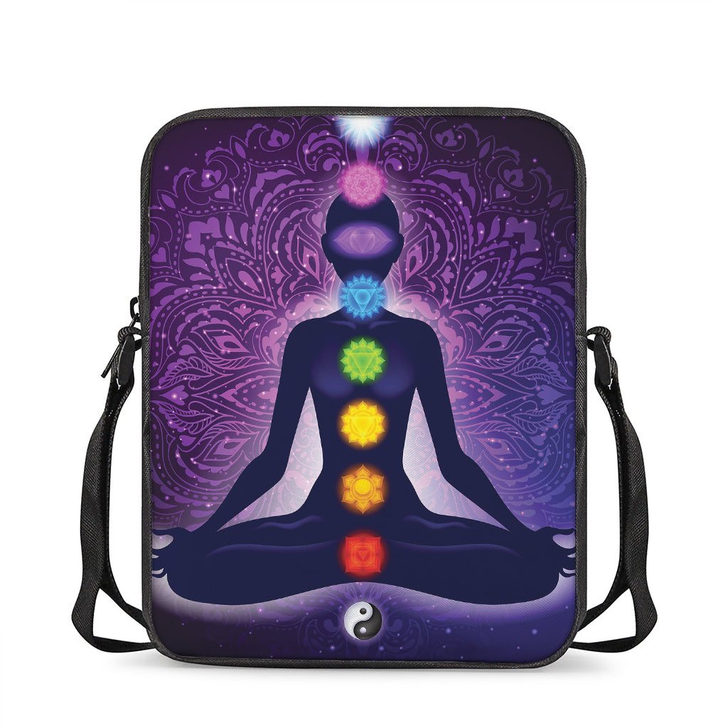 Seven Chakras Mandala Print Rectangular Crossbody Bag