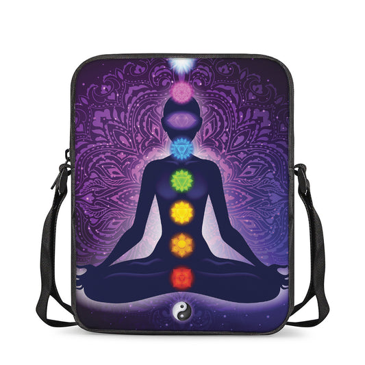 Seven Chakras Mandala Print Rectangular Crossbody Bag