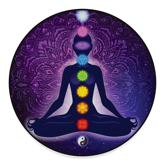 Seven Chakras Mandala Print Round Floor Mat