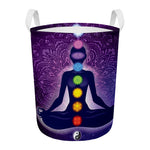Seven Chakras Mandala Print Round Laundry Basket
