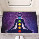 Seven Chakras Mandala Print Rubber Doormat