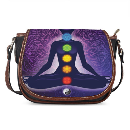 Seven Chakras Mandala Print Saddle Bag