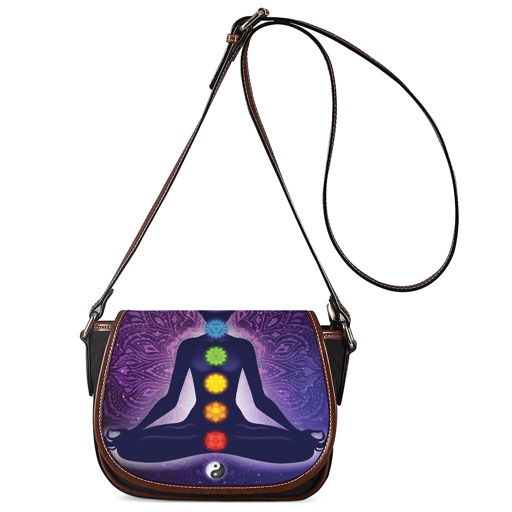 Seven Chakras Mandala Print Saddle Bag
