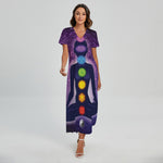 Seven Chakras Mandala Print Short Sleeve Maxi Dress