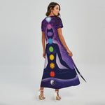 Seven Chakras Mandala Print Short Sleeve Maxi Dress
