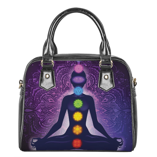 Seven Chakras Mandala Print Shoulder Handbag