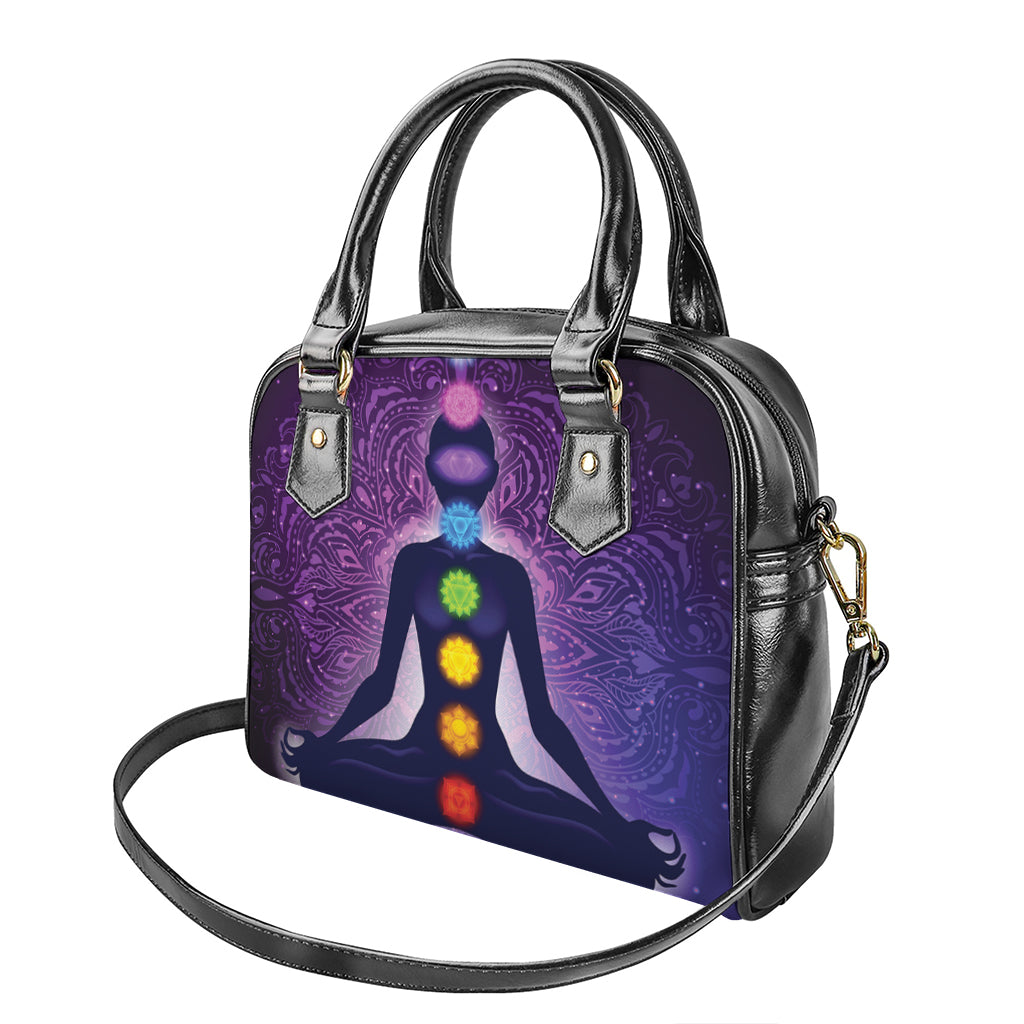 Seven Chakras Mandala Print Shoulder Handbag