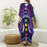 Seven Chakras Mandala Print Silk V-Neck Kaftan Dress