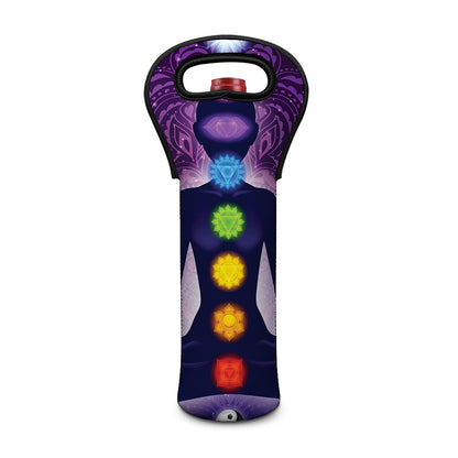 Seven Chakras Mandala Print Single Neoprene Wine Tote