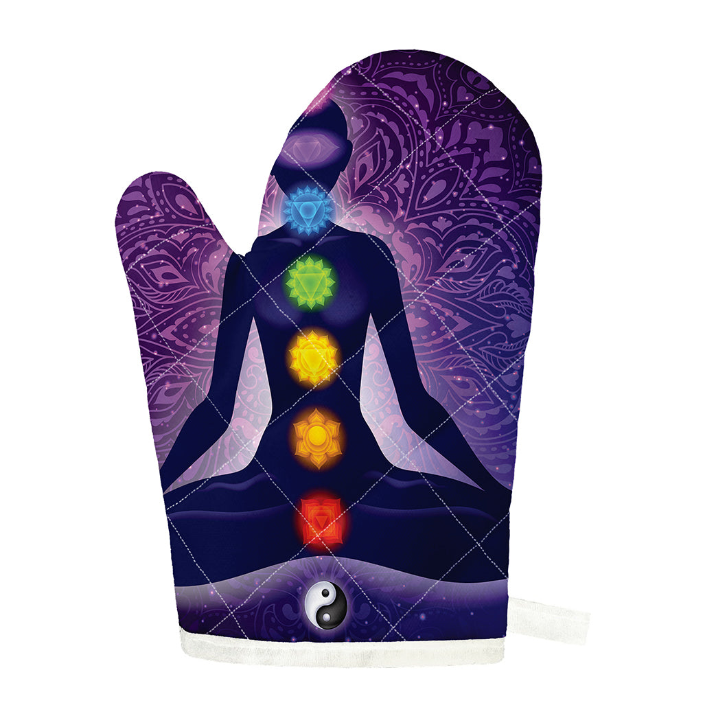 Seven Chakras Mandala Print Single Oven Mitt