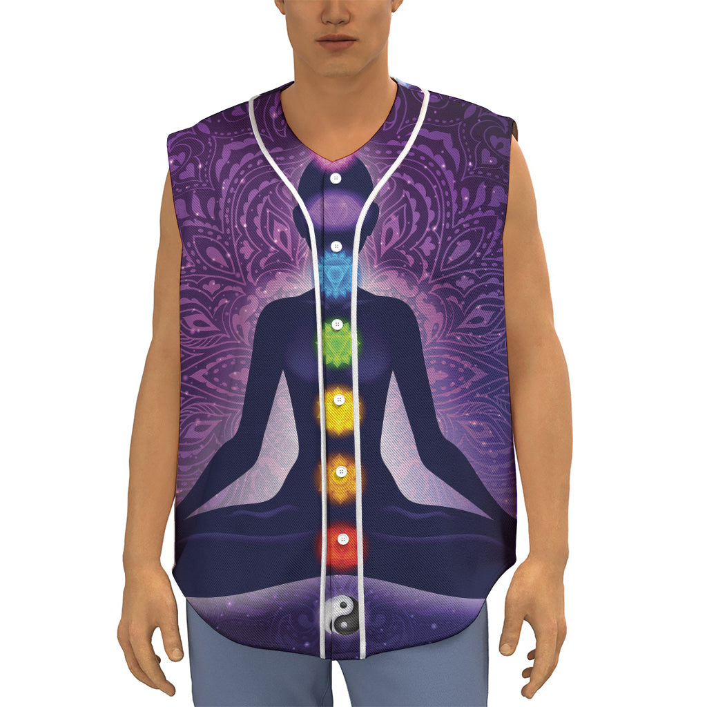 Seven Chakras Mandala Print Sleeveless Baseball Jersey
