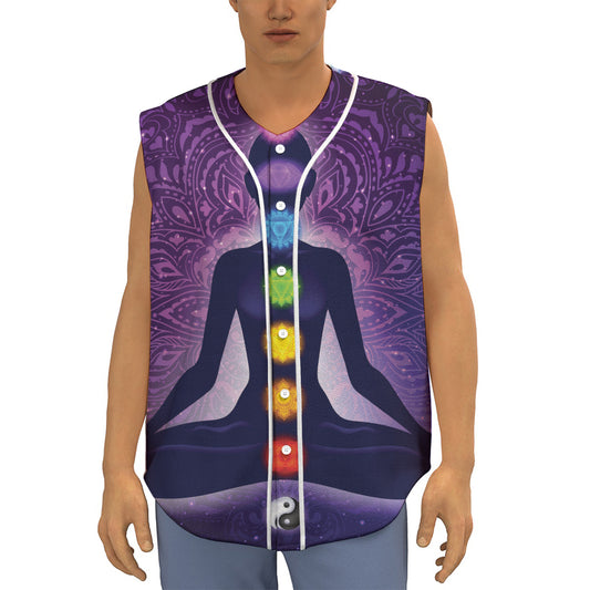 Seven Chakras Mandala Print Sleeveless Baseball Jersey