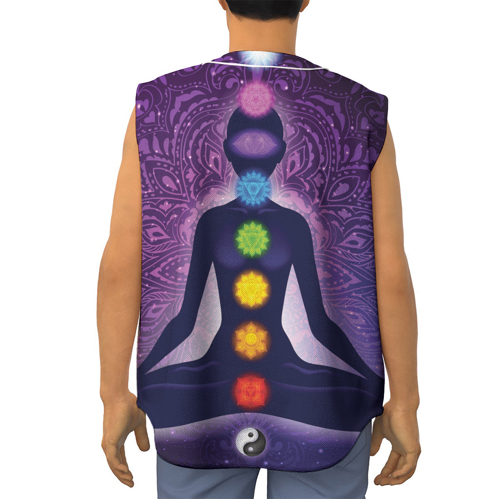 Seven Chakras Mandala Print Sleeveless Baseball Jersey
