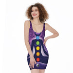 Seven Chakras Mandala Print Sleeveless Bodycon Dress