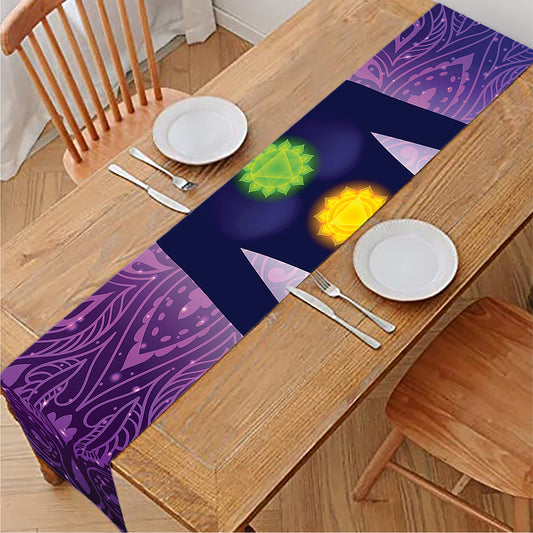 Seven Chakras Mandala Print Table Runner