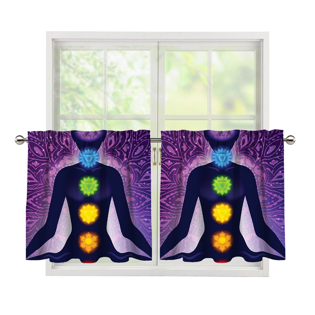 Seven Chakras Mandala Print Tier Curtains