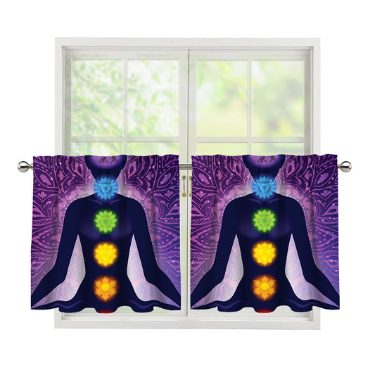 Seven Chakras Mandala Print Tier Curtains