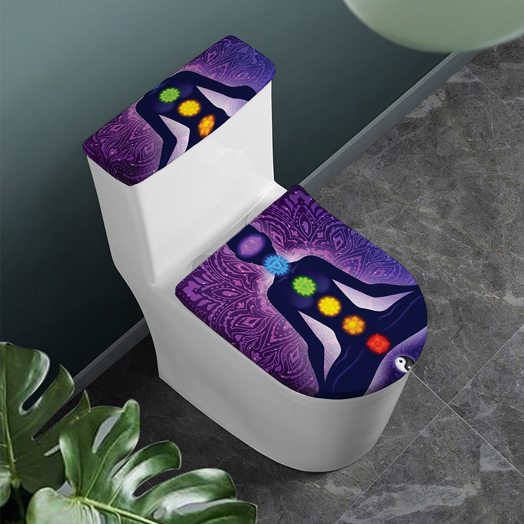 Seven Chakras Mandala Print Toilet Lid And Tank Cover Set