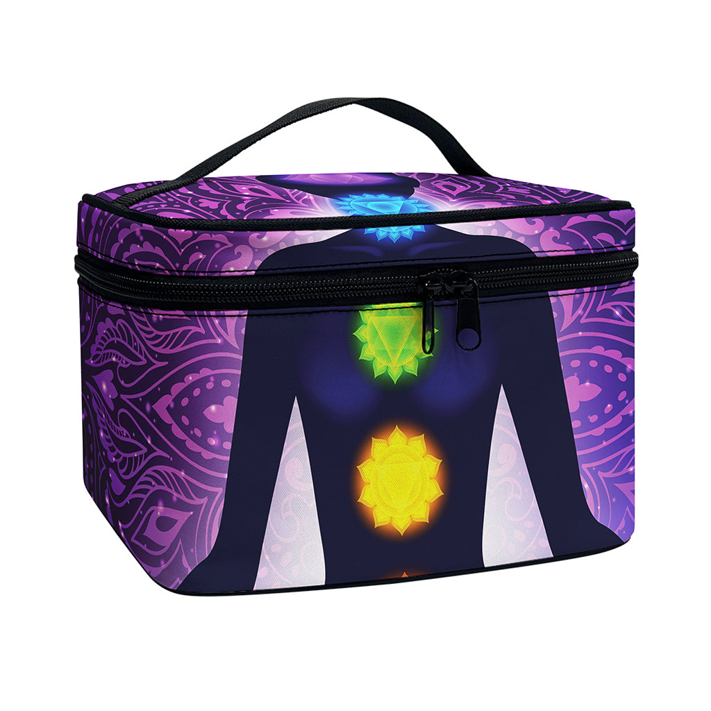 Seven Chakras Mandala Print Travel Makeup Bag