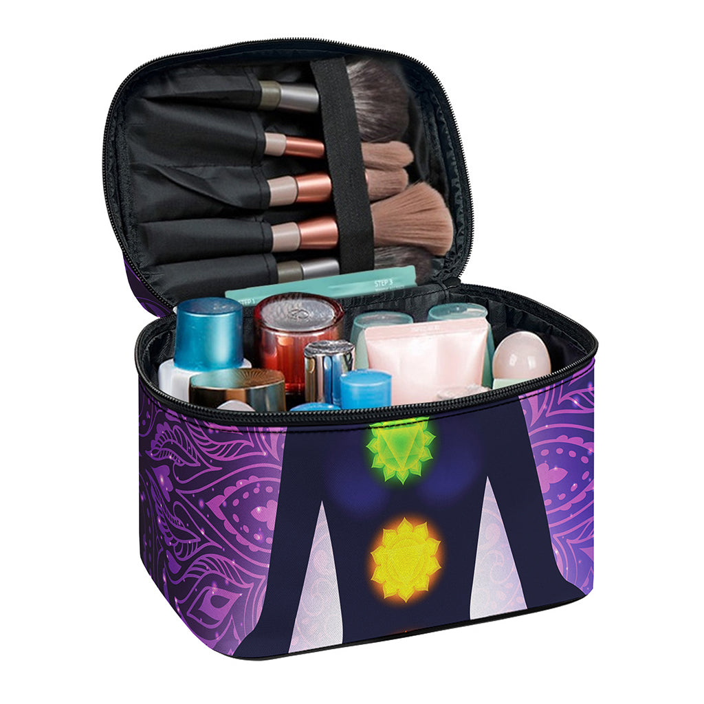 Seven Chakras Mandala Print Travel Makeup Bag
