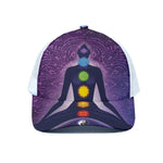 Seven Chakras Mandala Print White Mesh Trucker Cap