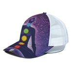 Seven Chakras Mandala Print White Mesh Trucker Cap