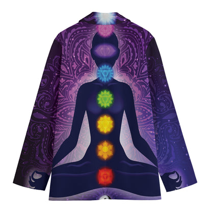 Seven Chakras Mandala Print Women's Blazer