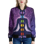 Seven Chakras Mandala Print Women's Bomber Jacket