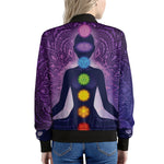 Seven Chakras Mandala Print Women's Bomber Jacket
