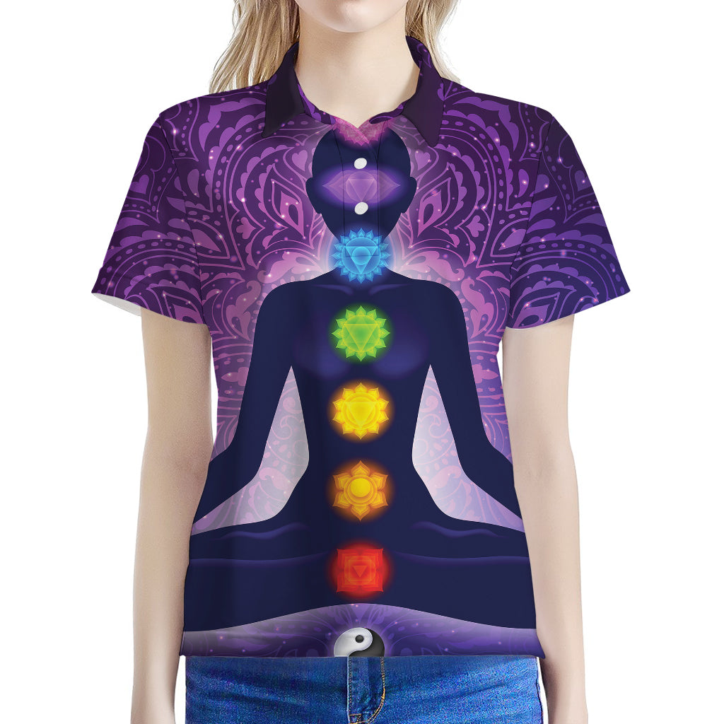 Seven Chakras Mandala Print Women's Polo Shirt