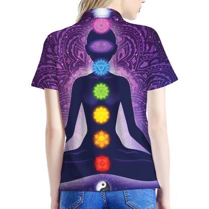 Seven Chakras Mandala Print Women's Polo Shirt
