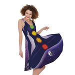 Seven Chakras Mandala Print Women's Sleeveless Dress