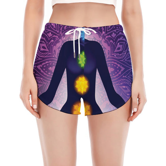 Seven Chakras Mandala Print Women's Split Running Shorts