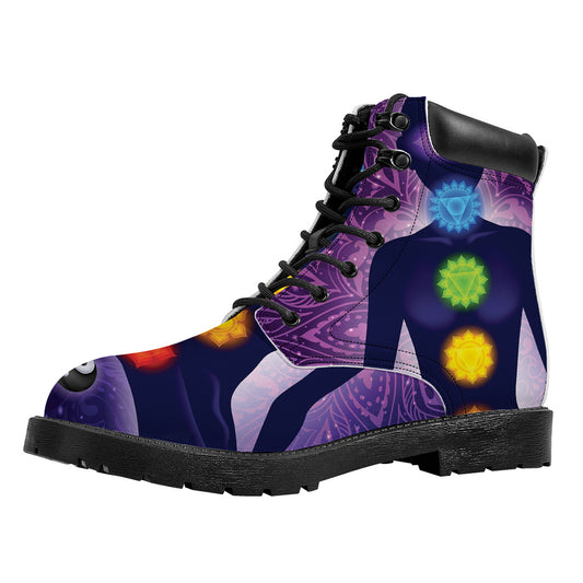 Seven Chakras Mandala Print Work Boots