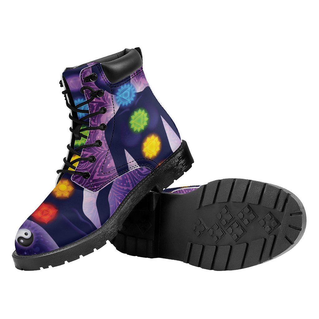 Seven Chakras Mandala Print Work Boots